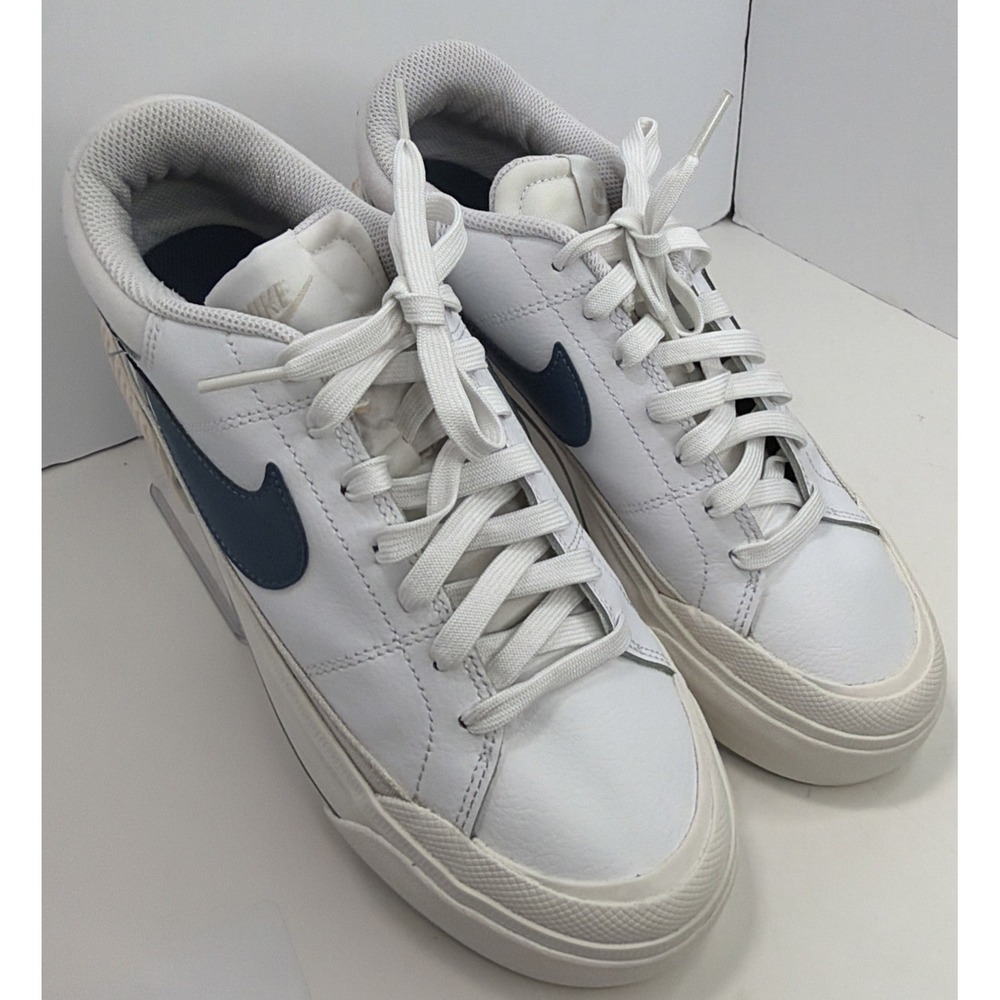 Size 9 - Nike Court Legacy Lift White Diffused Blue Platform Sneakers DM7590-104 - Picture 3 of 16